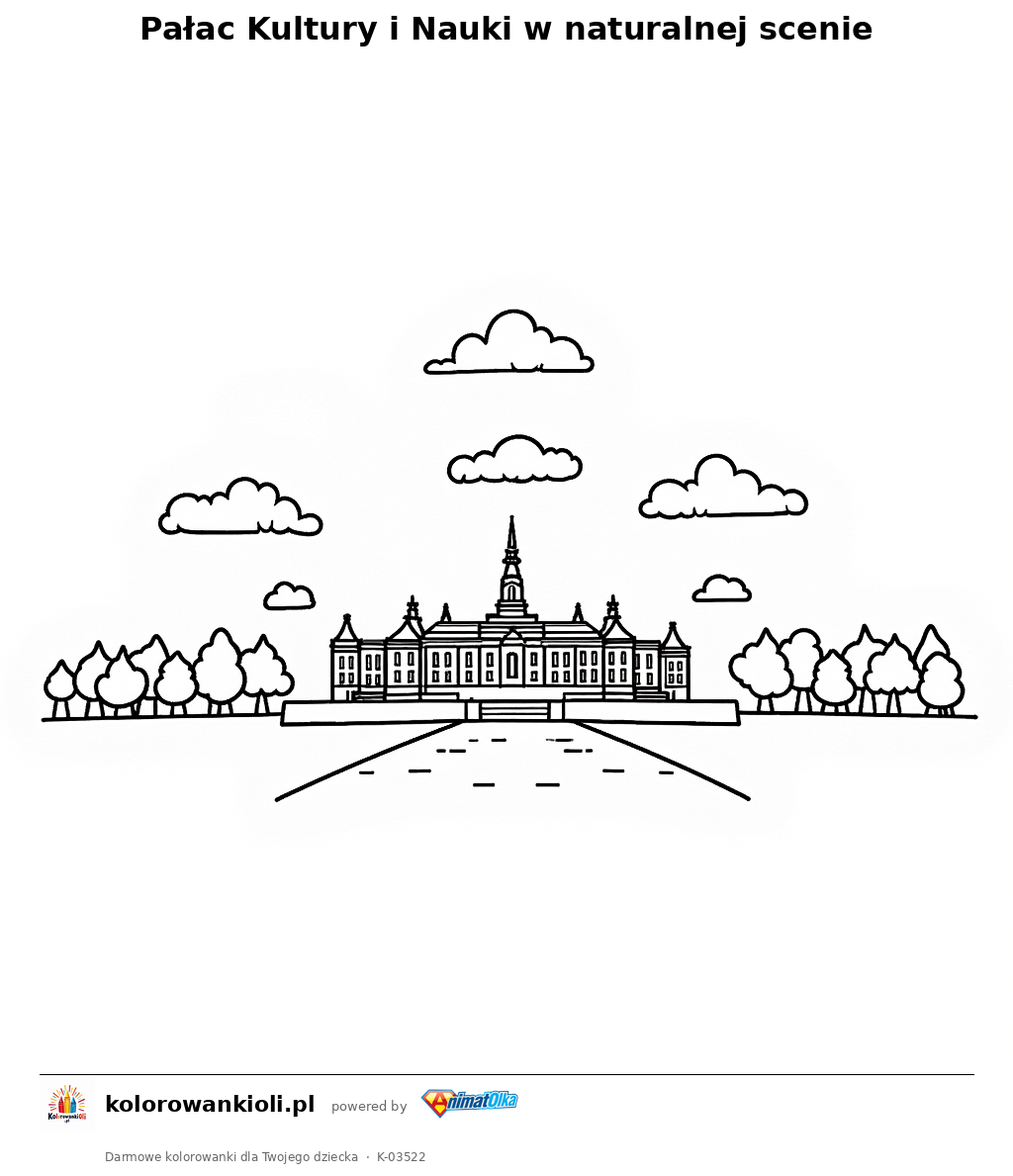 Kolorowanka — Pałac Kultury i Nauki w naturalnej scenie