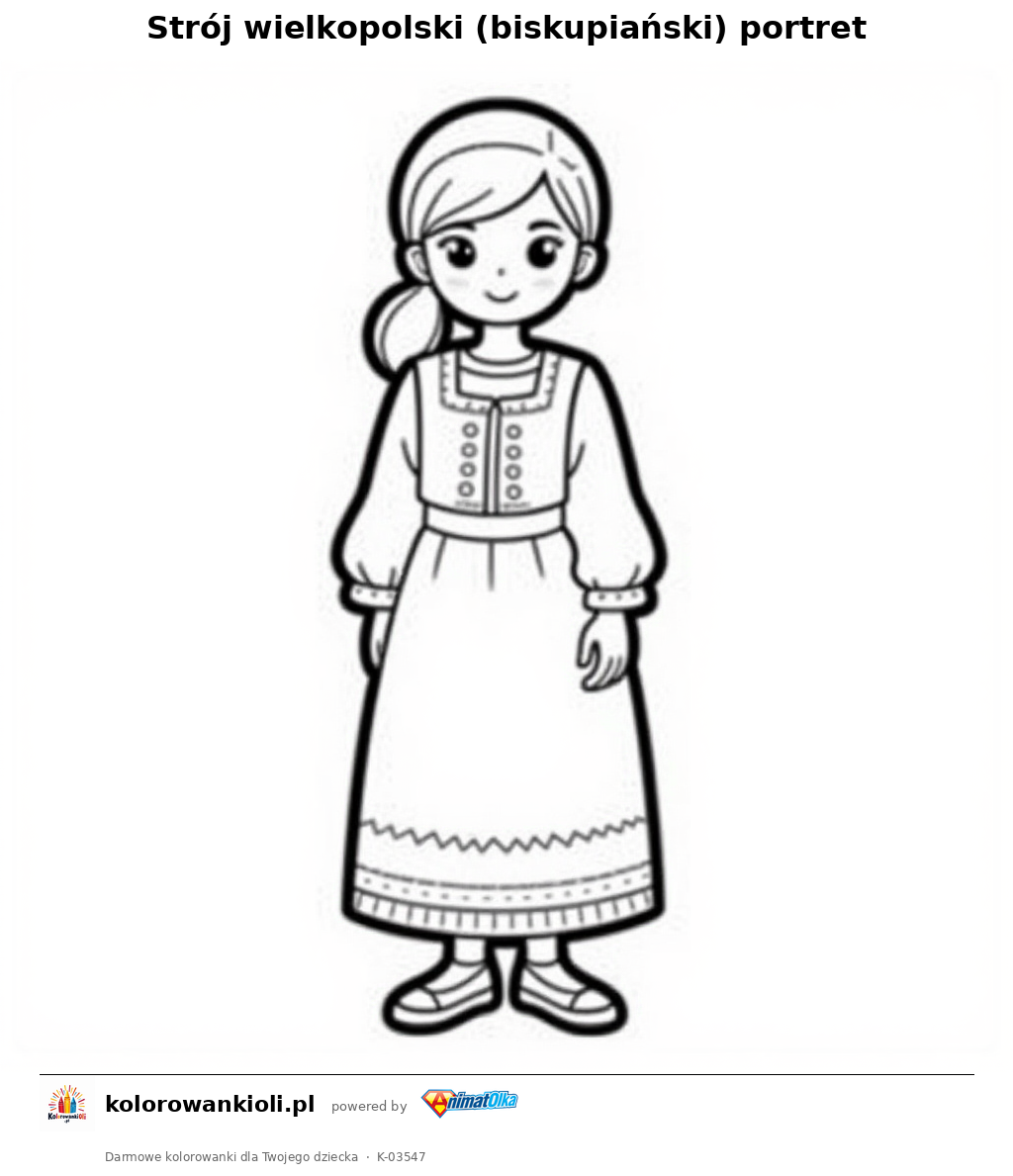 Kolorowanka — Strój wielkopolski (biskupiański) portret
