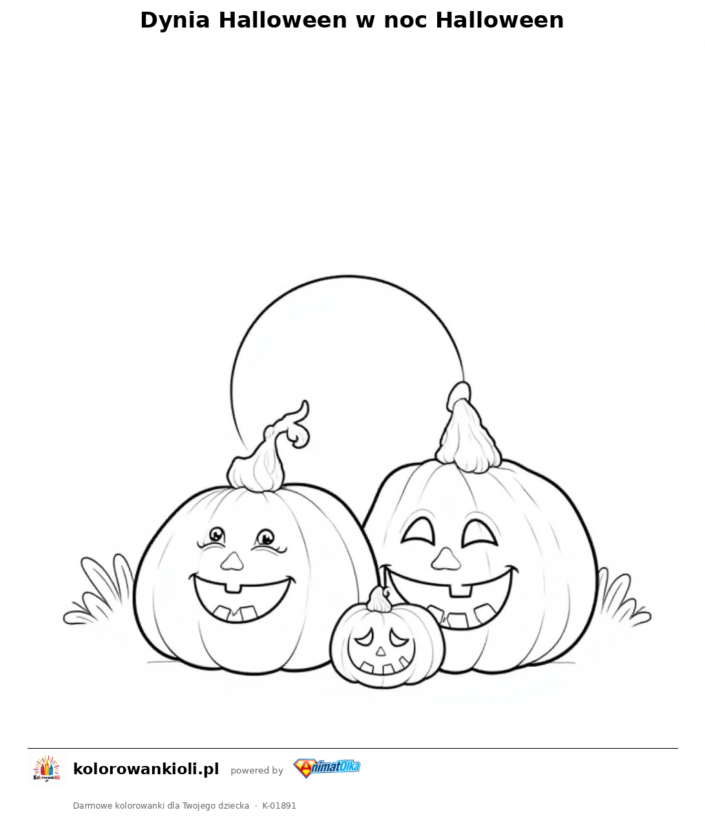 Kolorowanka — Dynia Halloween w noc Halloween