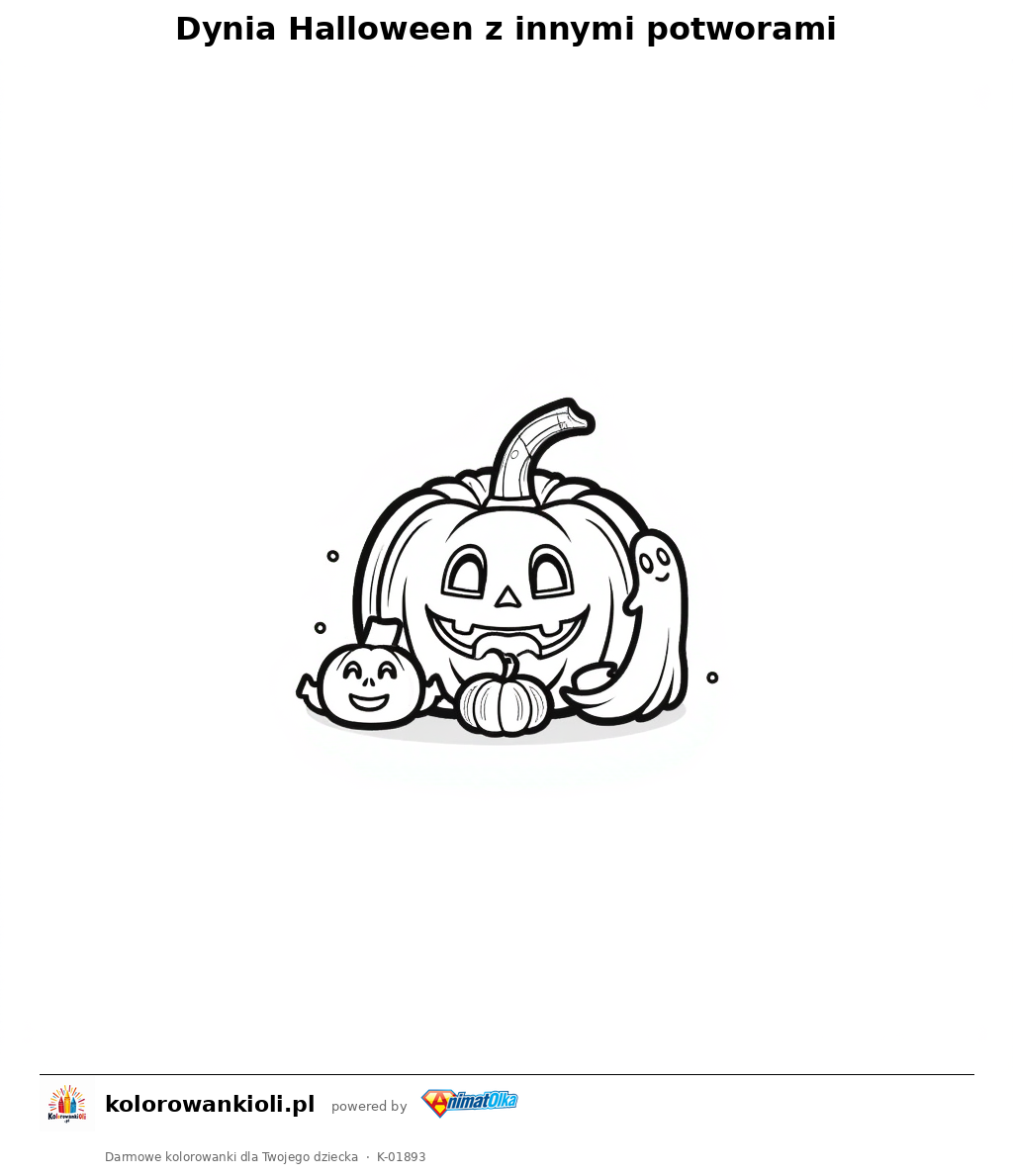 Kolorowanka — Dynia Halloween z innymi potworami