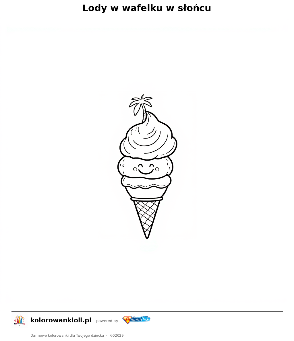 Kolorowanka — Lody w wafelku w słońcu