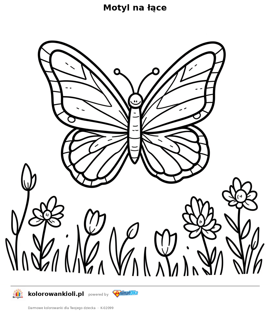 Kolorowanka — Motyl na łące
