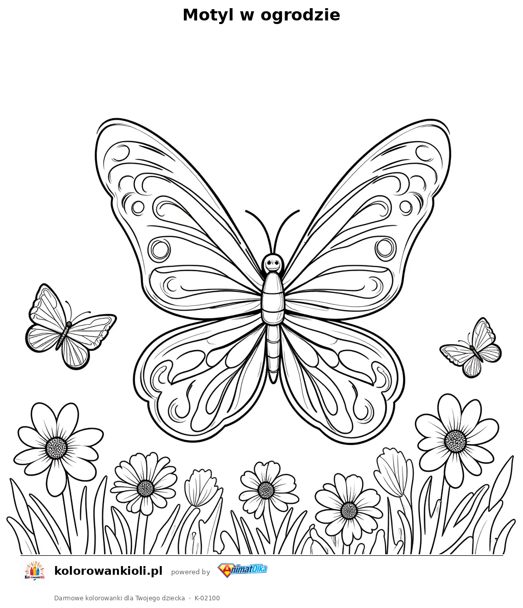 Kolorowanka — Motyl w ogrodzie