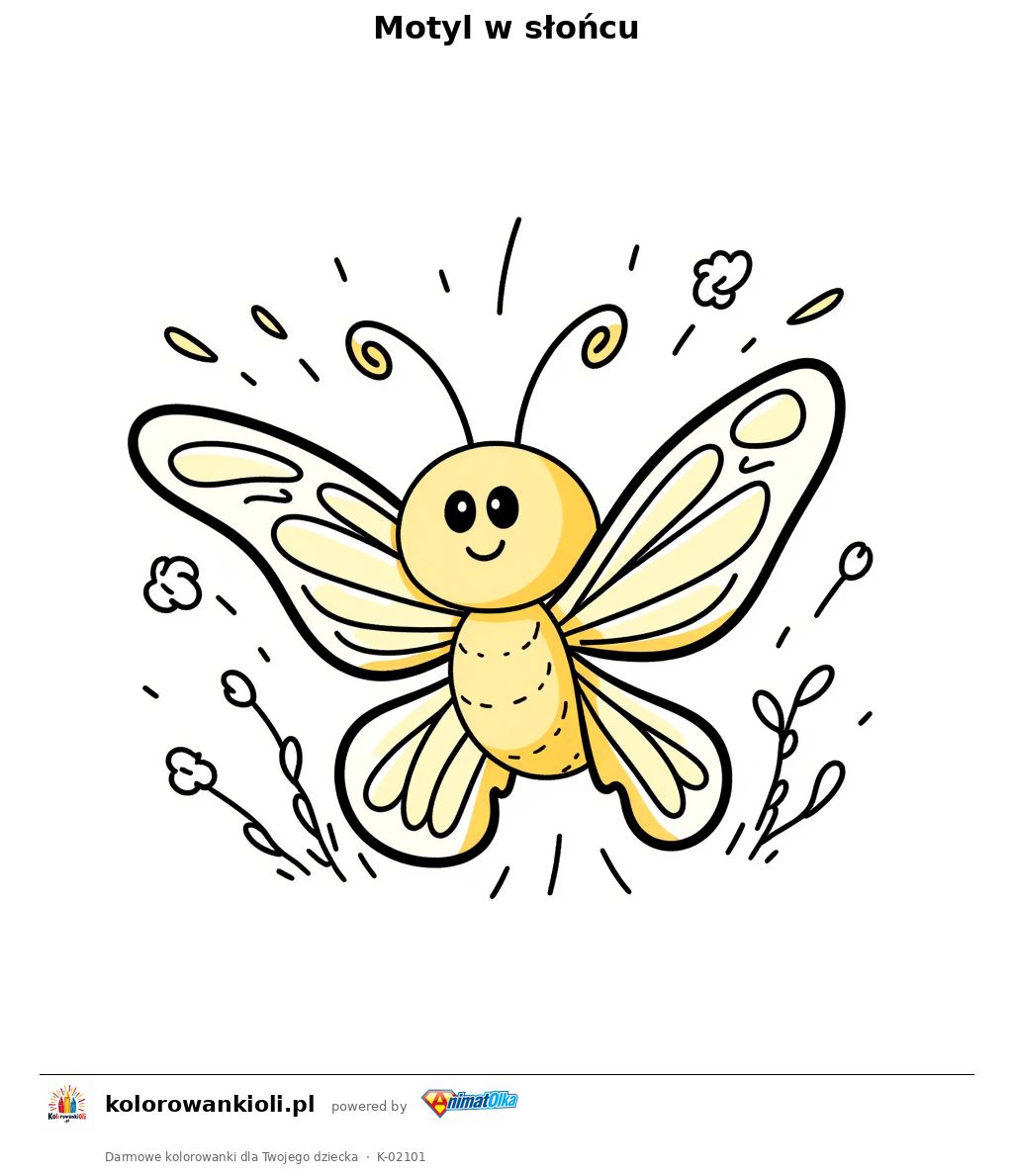 Kolorowanka — Motyl w słońcu