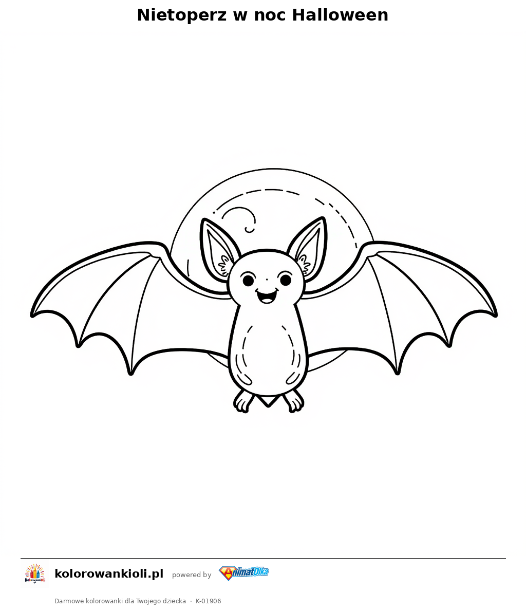 Kolorowanka — Nietoperz w noc Halloween