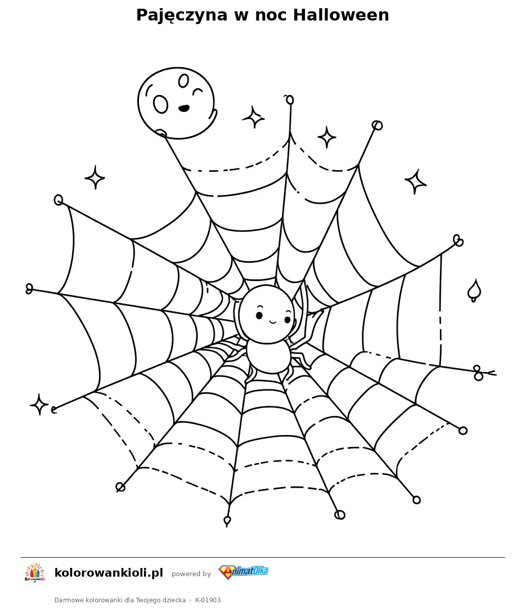 Kolorowanka — Pajęczyna w noc Halloween