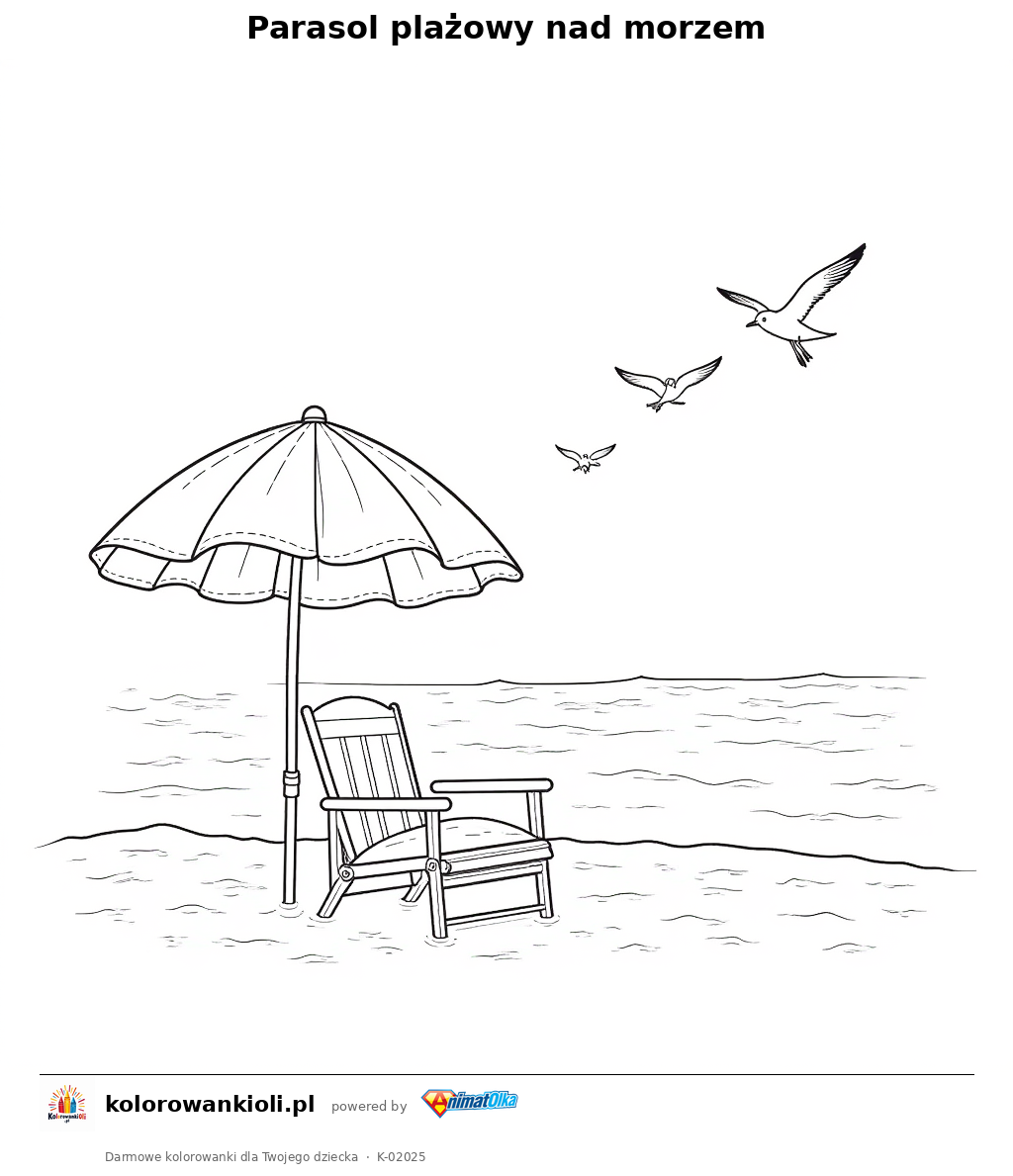 Kolorowanka — Parasol plażowy nad morzem