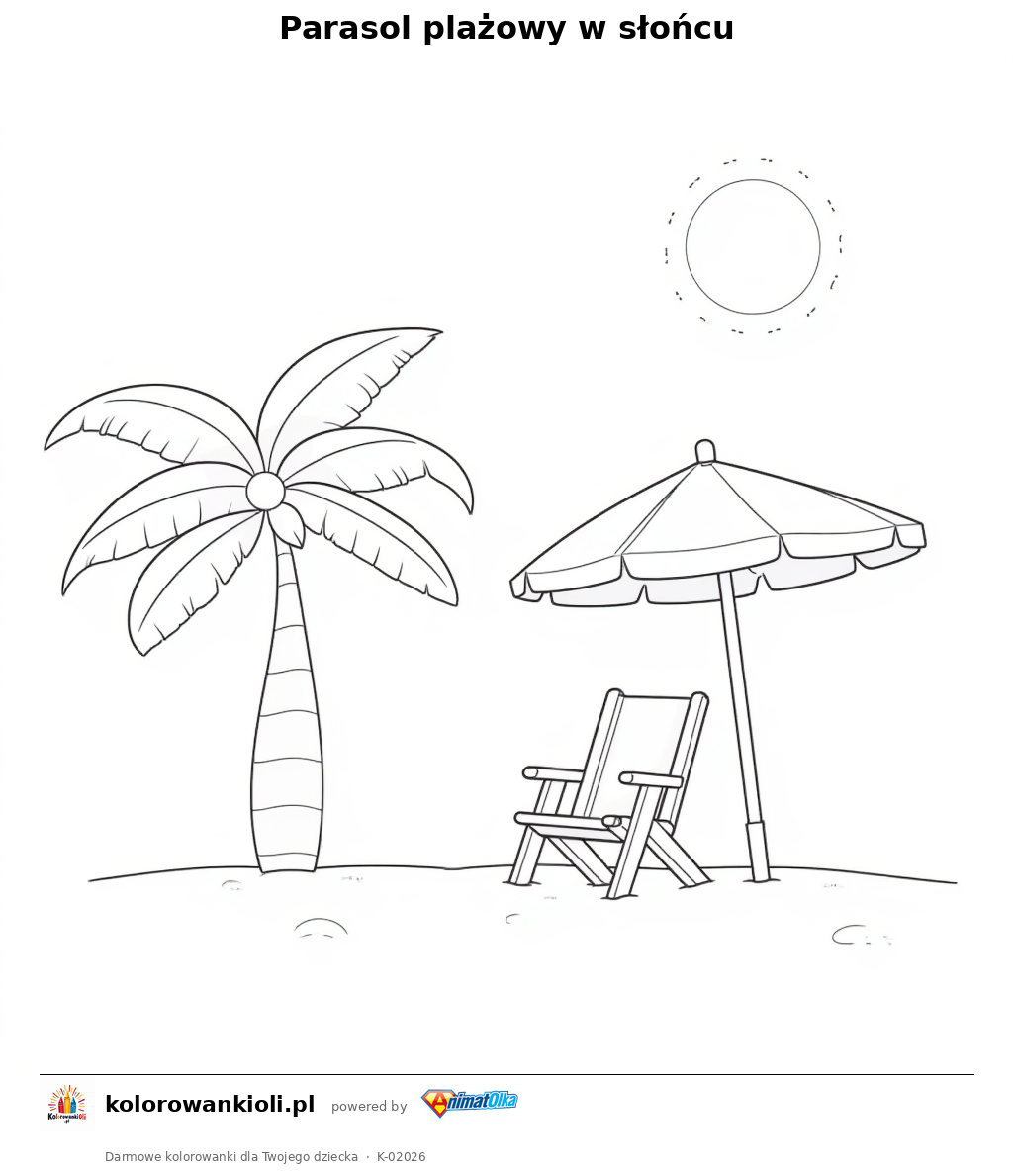 Kolorowanka — Parasol plażowy w słońcu