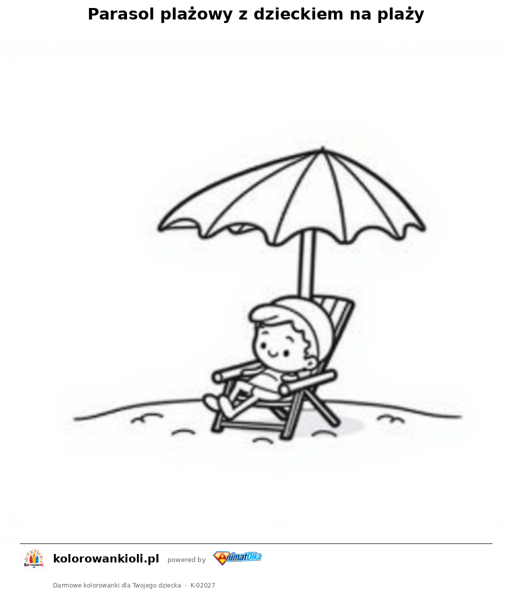 Kolorowanka — Parasol plażowy z dzieckiem na plaży