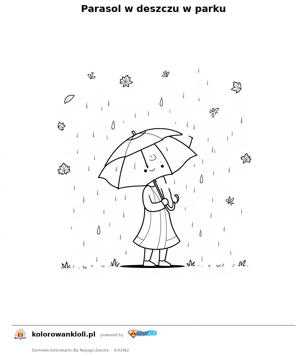 Kolorowanka — Parasol w deszczu w parku