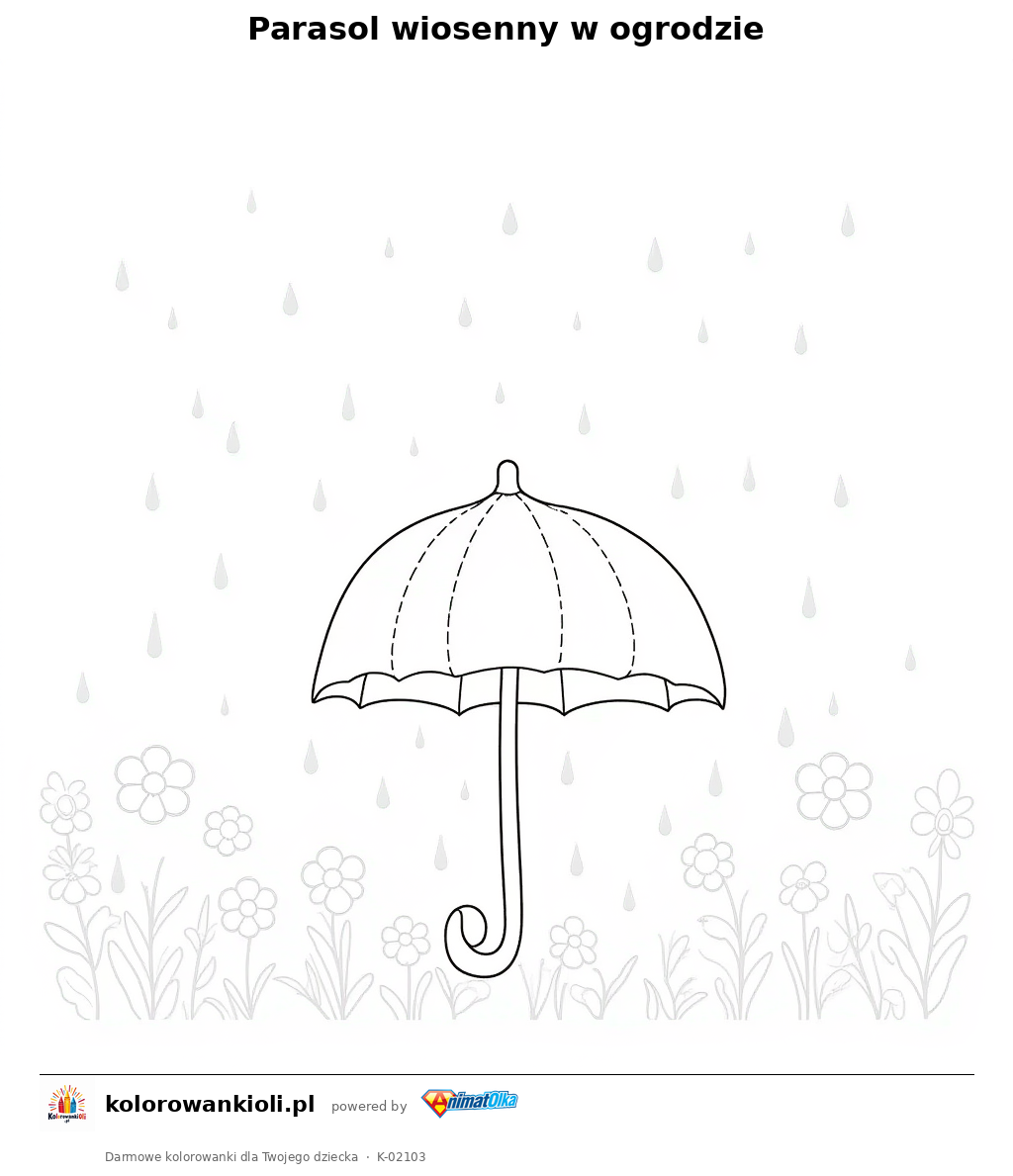 Kolorowanka — Parasol wiosenny w ogrodzie