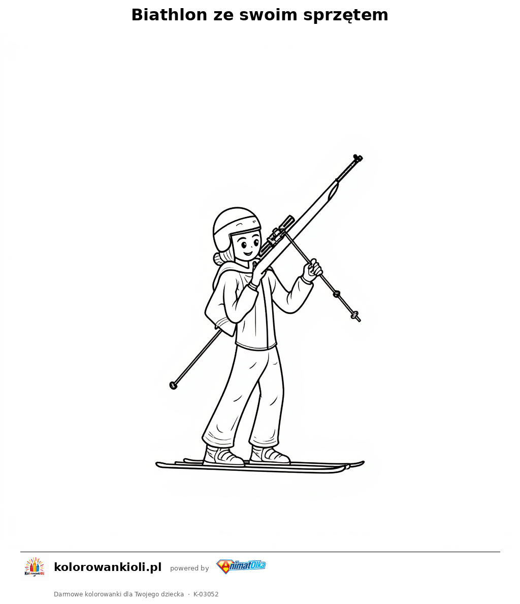 Kolorowanka — Biathlon ze swoim sprzętem