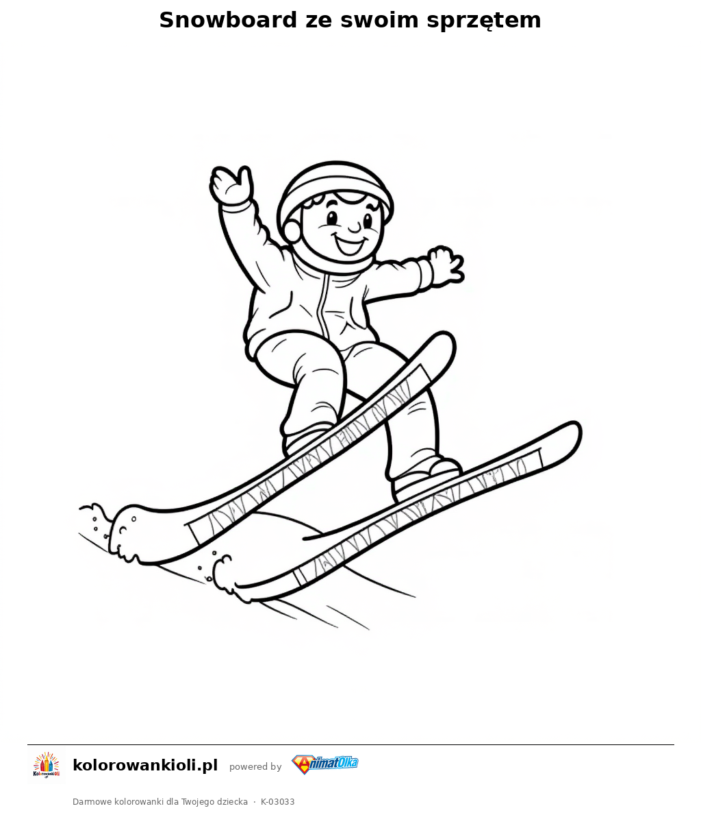 Kolorowanka — Snowboard ze swoim sprzętem