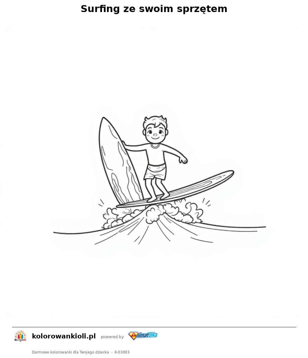 Kolorowanka — Surfing ze swoim sprzętem