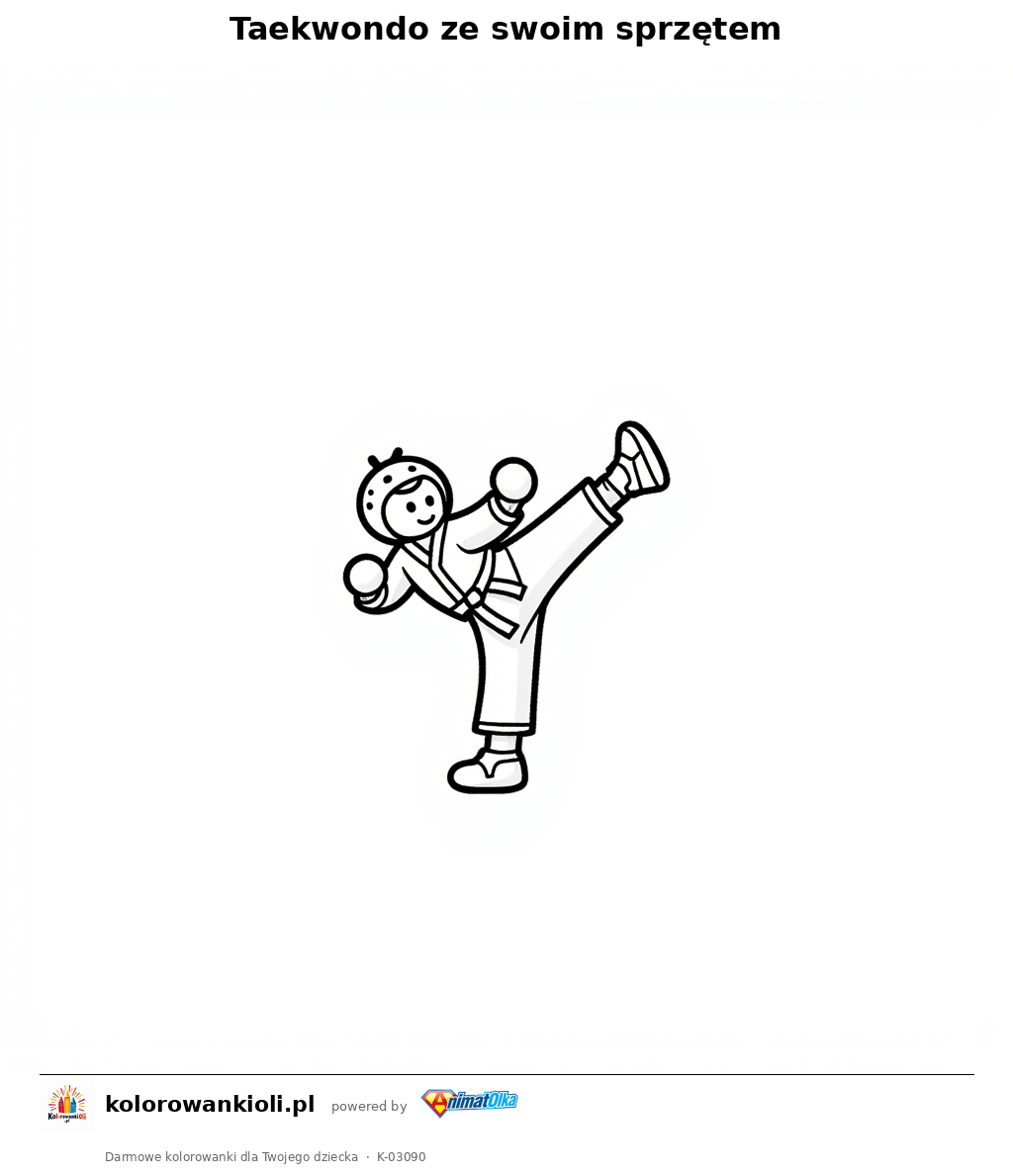 Kolorowanka — Taekwondo ze swoim sprzętem