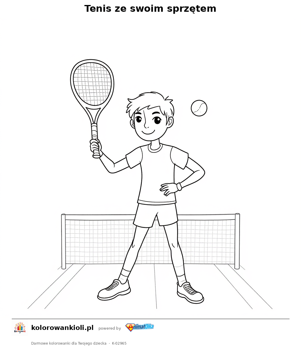 Kolorowanka — Tenis ze swoim sprzętem