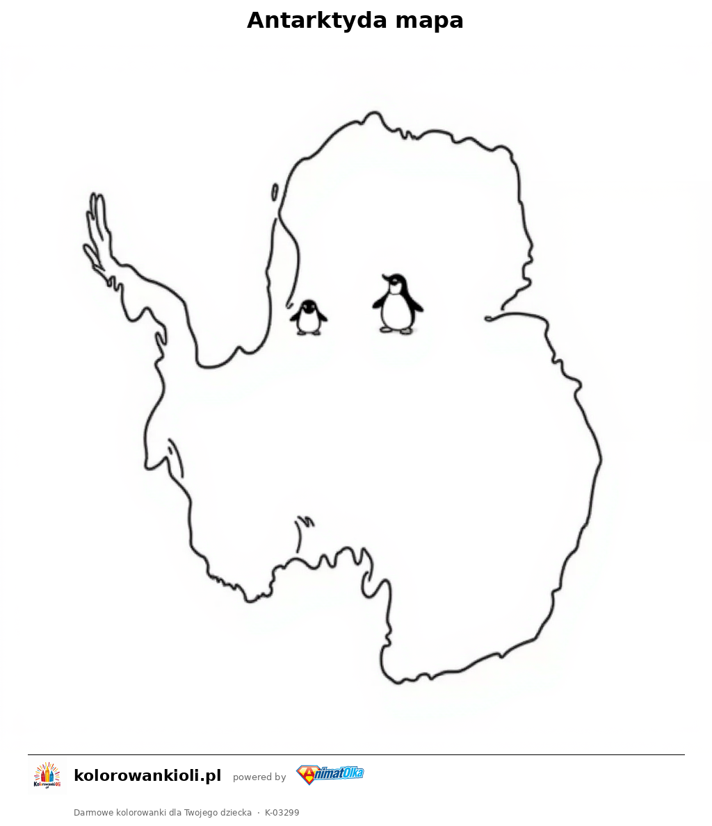 Kolorowanka — Antarktyda mapa
