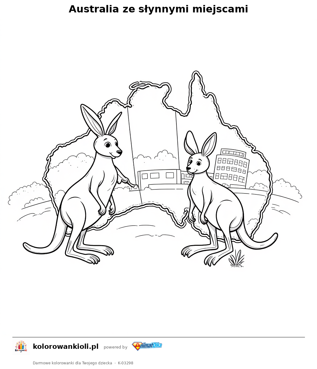 Kolorowanka — Australia ze słynnymi miejscami