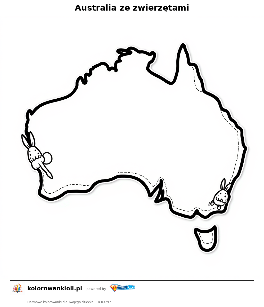 Kolorowanka — Australia ze zwierzętami
