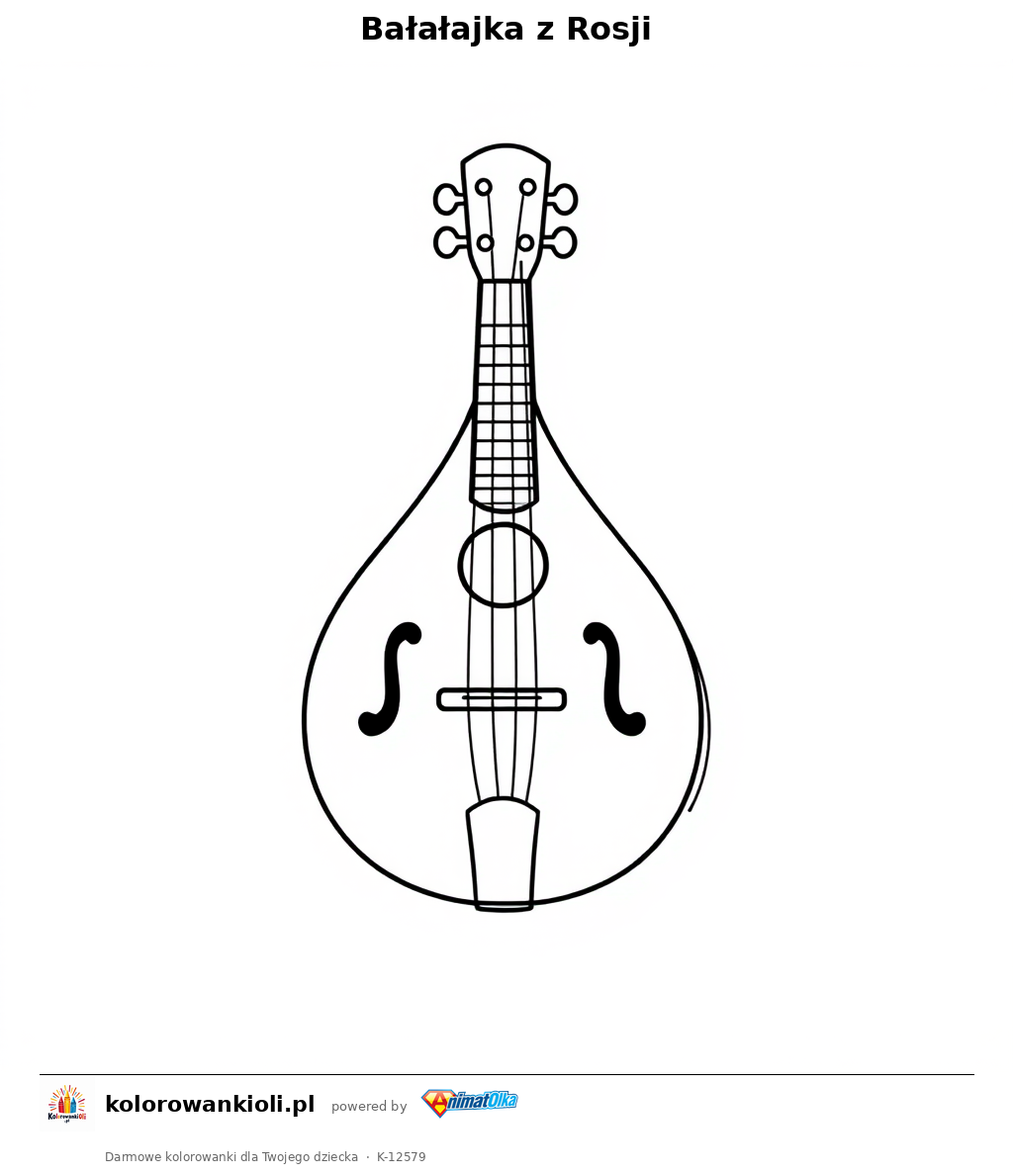 Balalajka z Rosji — kolorowanka do wydruku dla dzieci