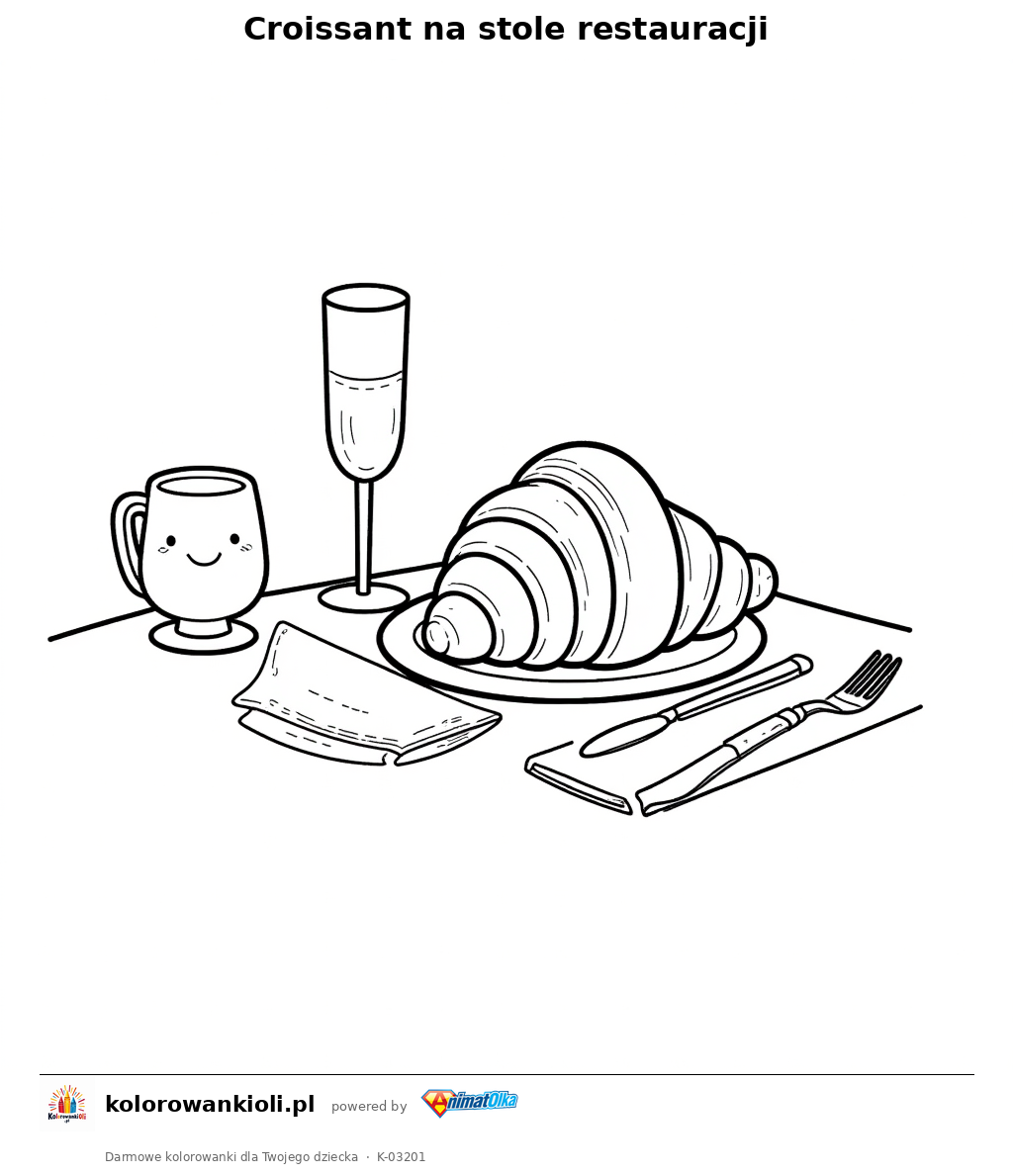 Kolorowanka — Croissant na stole restauracji