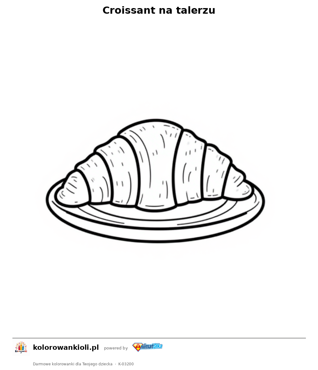 Kolorowanka — Croissant na talerzu