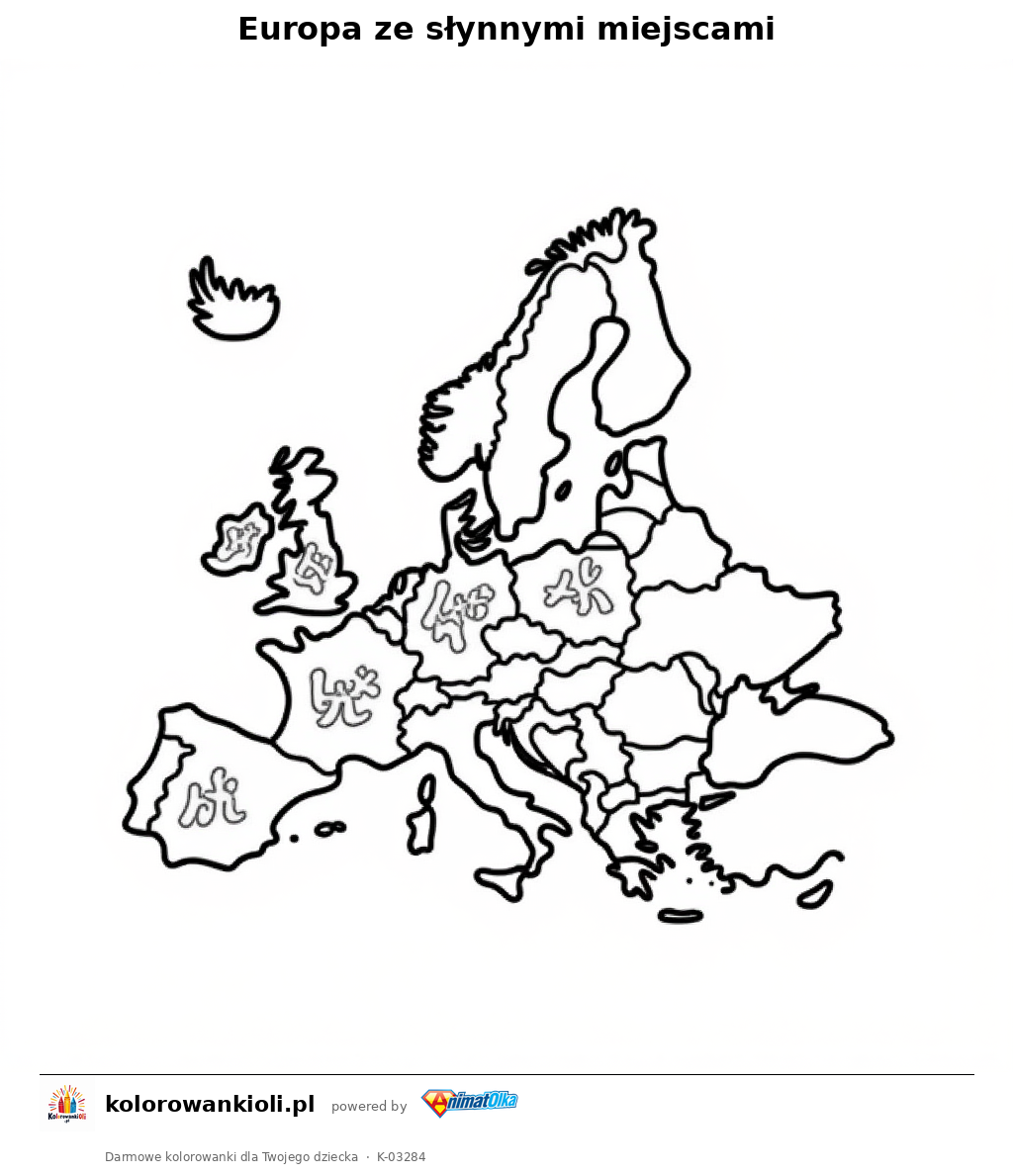 Kolorowanka — Europa ze słynnymi miejscami