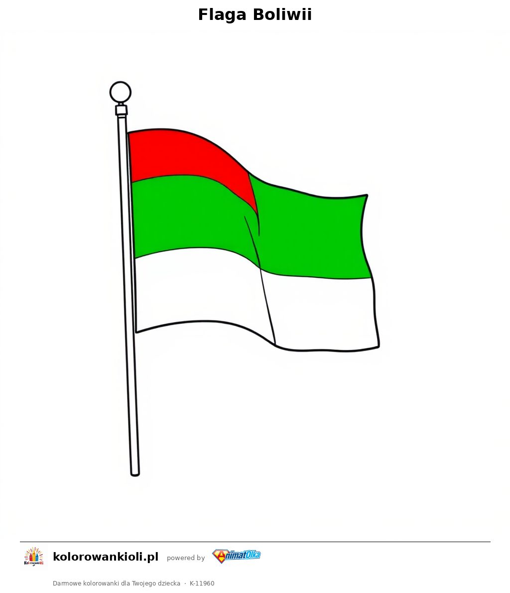 Flaga Boliwii — kolorowanka do wydruku dla dzieci