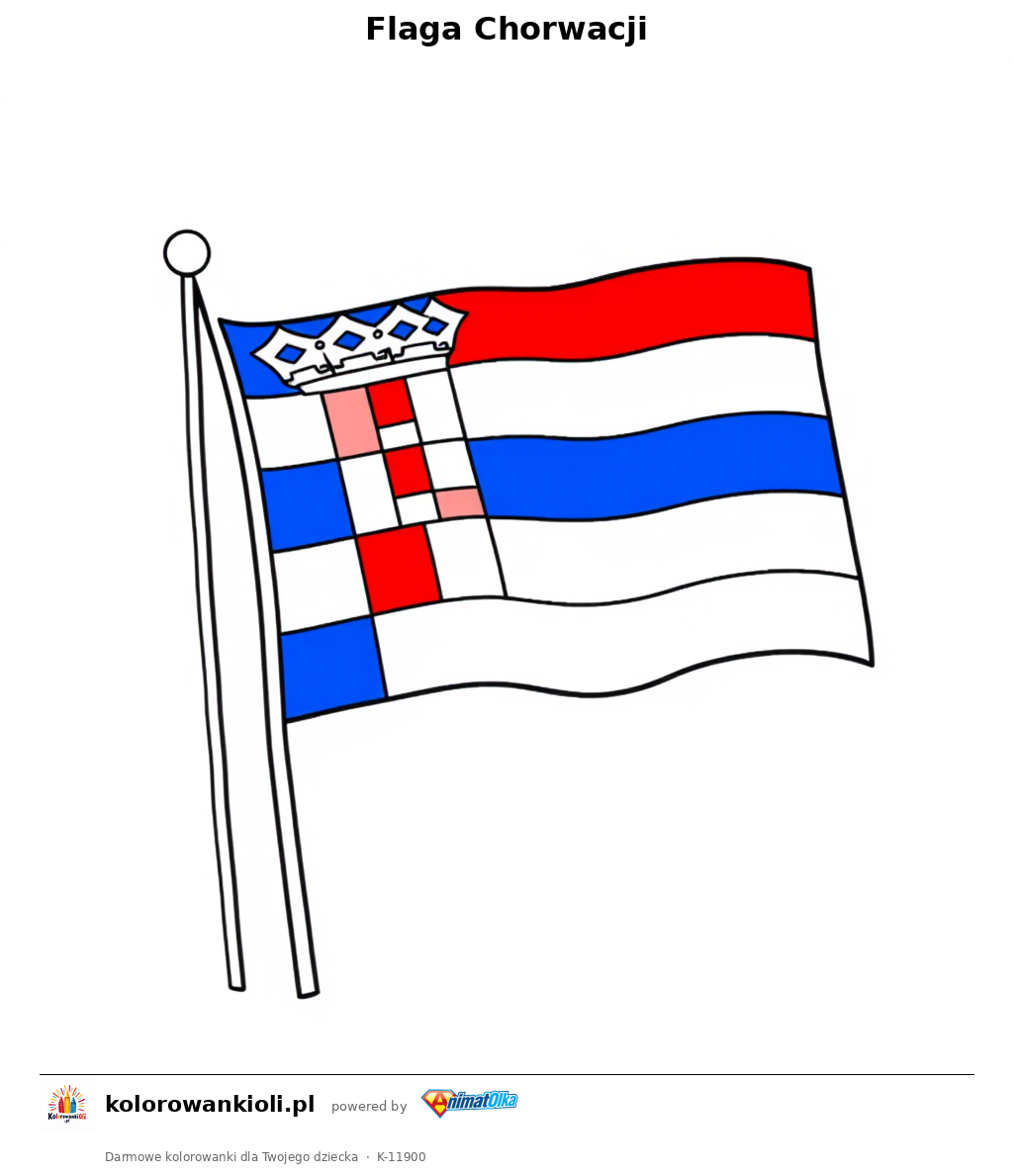 Flaga Chorwacji — kolorowanka do wydruku dla dzieci