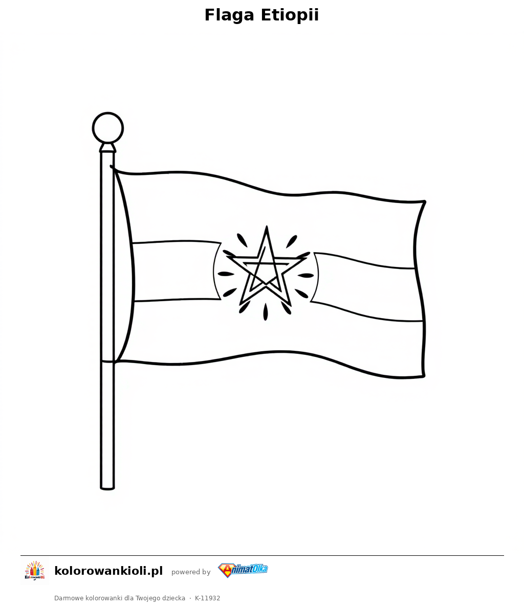 Flaga Etiopii — kolorowanka do wydruku dla dzieci