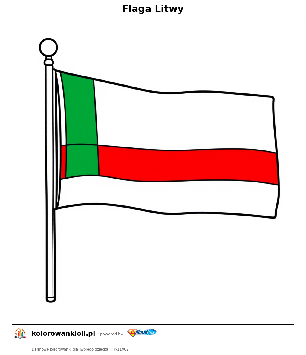 Flaga Litwy — kolorowanka do wydruku dla dzieci