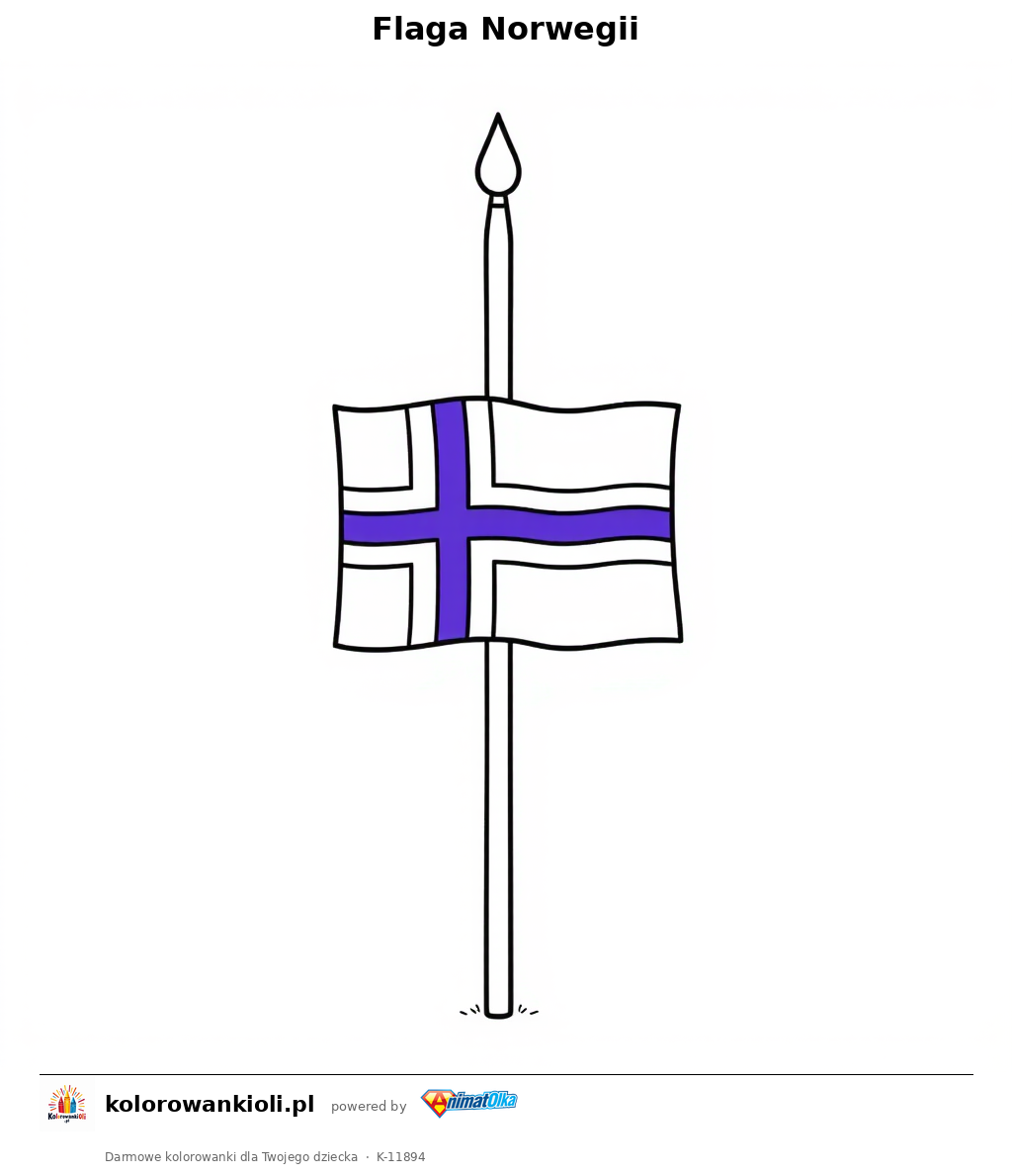 Flaga Norwegii — kolorowanka do wydruku dla dzieci