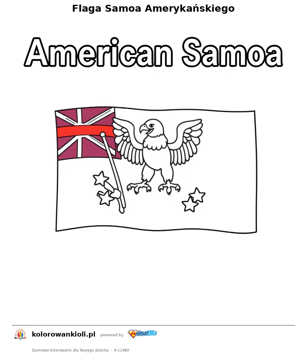Flaga Samoa Amerykanskiego — kolorowanka do wydruku dla dzieci
