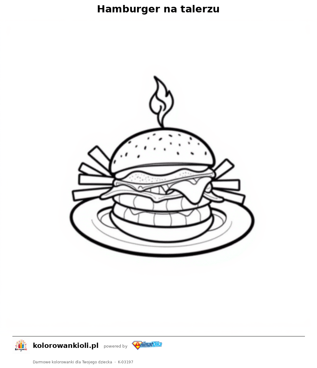 Kolorowanka — Hamburger na talerzu