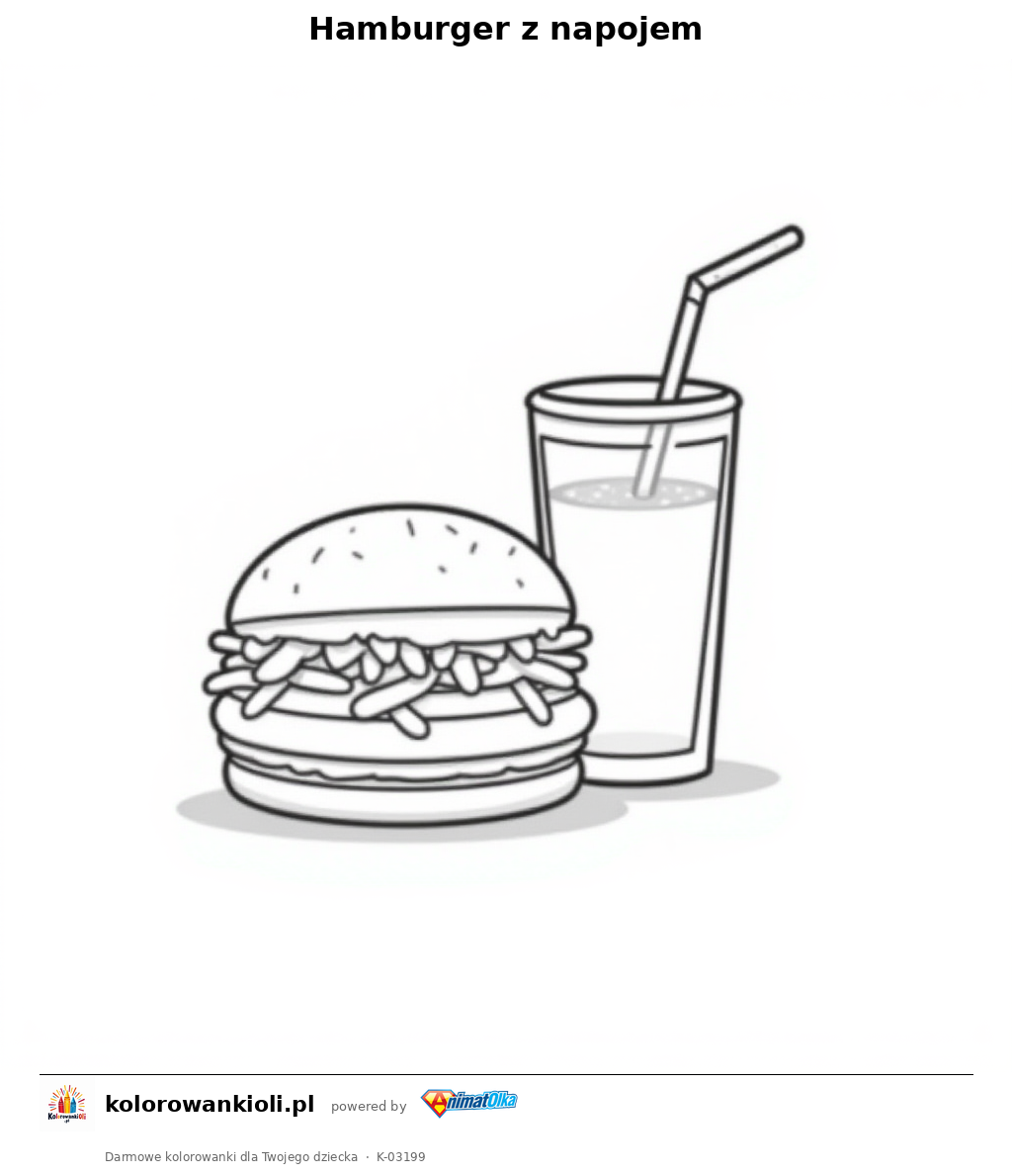 Kolorowanka — Hamburger z napojem