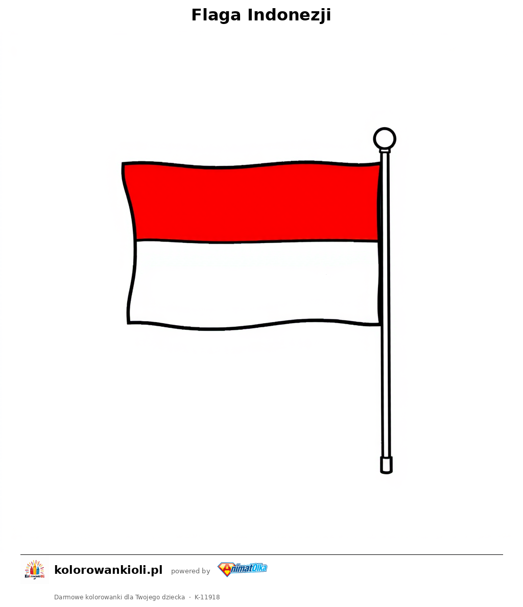 Flaga Indonezji — kolorowanka do wydruku dla dzieci