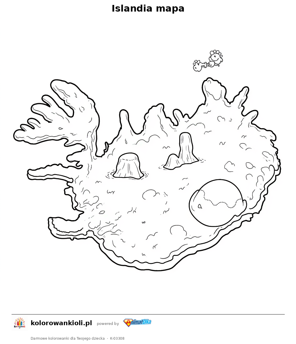 Kolorowanka — Islandia mapa