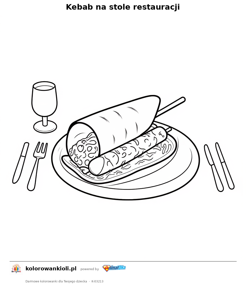Kolorowanka — Kebab na stole restauracji