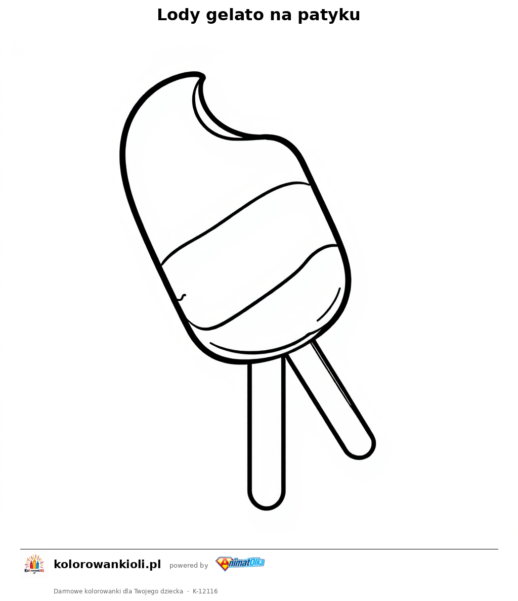 Lody gelato na patyku — kolorowanka do wydruku dla dzieci