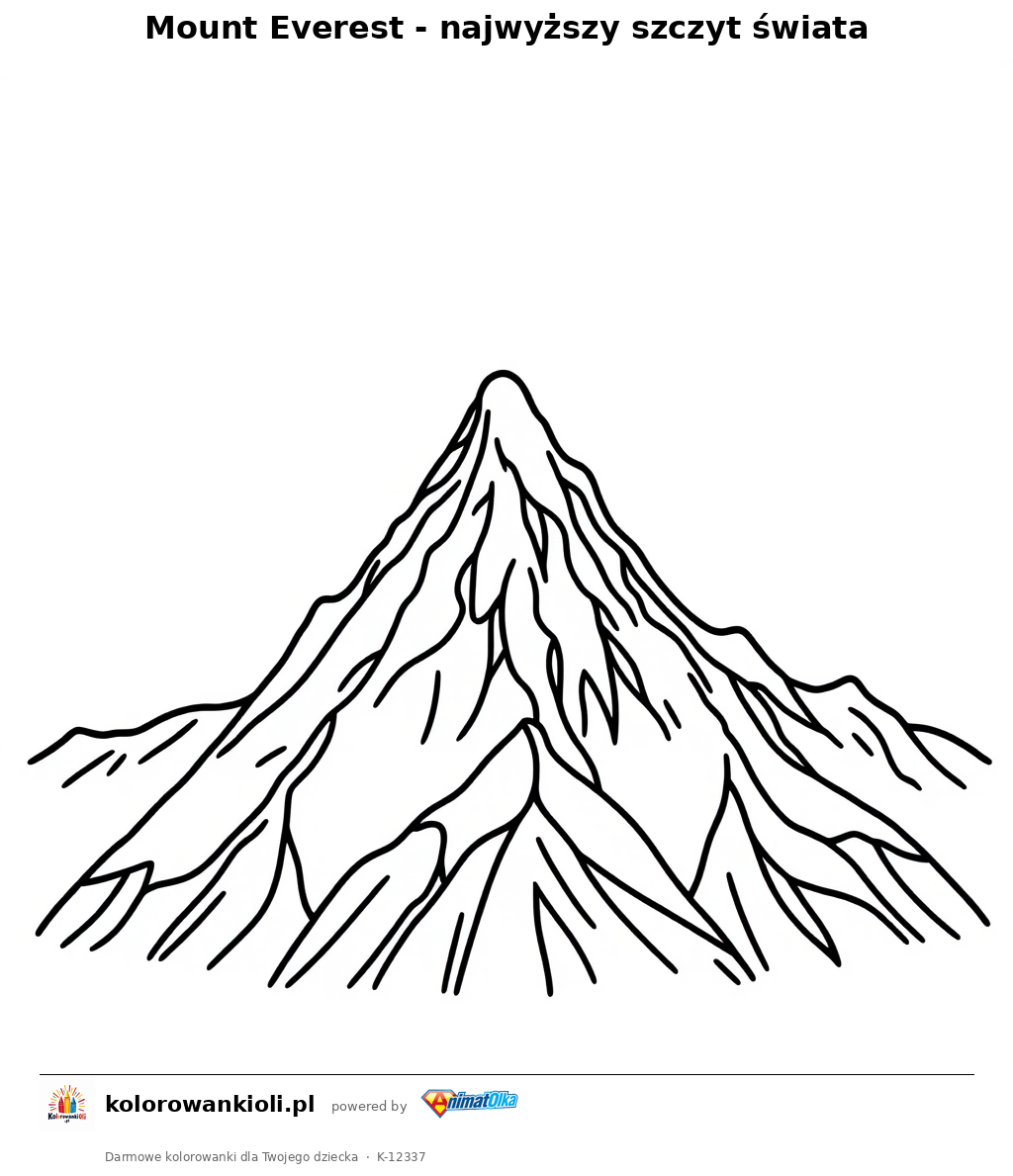 Mount Everest - najwyzszy szczyt swiata — kolorowanka do wydruku dla dzieci