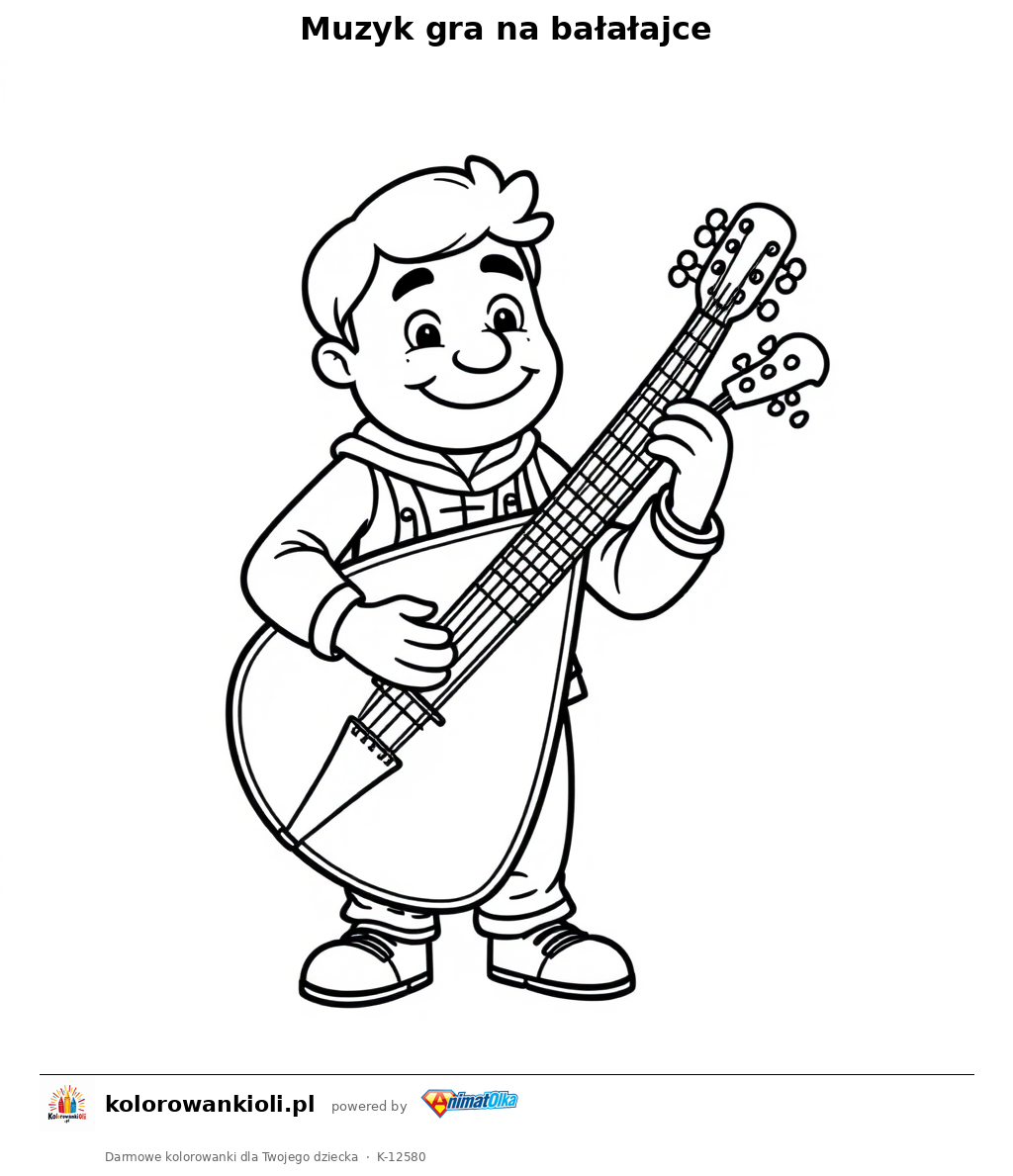 Muzyk gra na balalajce — kolorowanka do wydruku dla dzieci