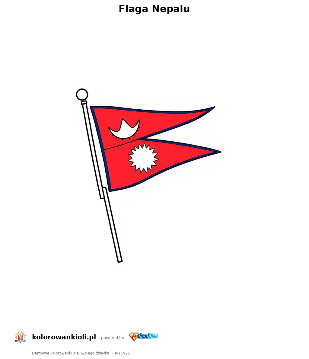 Flaga Nepalu — kolorowanka do wydruku dla dzieci
