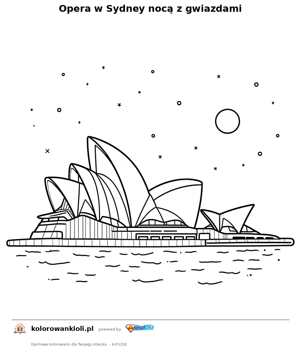 Kolorowanka — Opera w Sydney nocą z gwiazdami