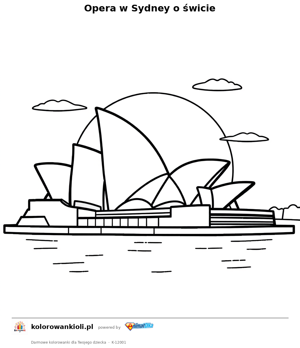 Opera w Sydney o świcie — kolorowanka do wydruku dla dzieci