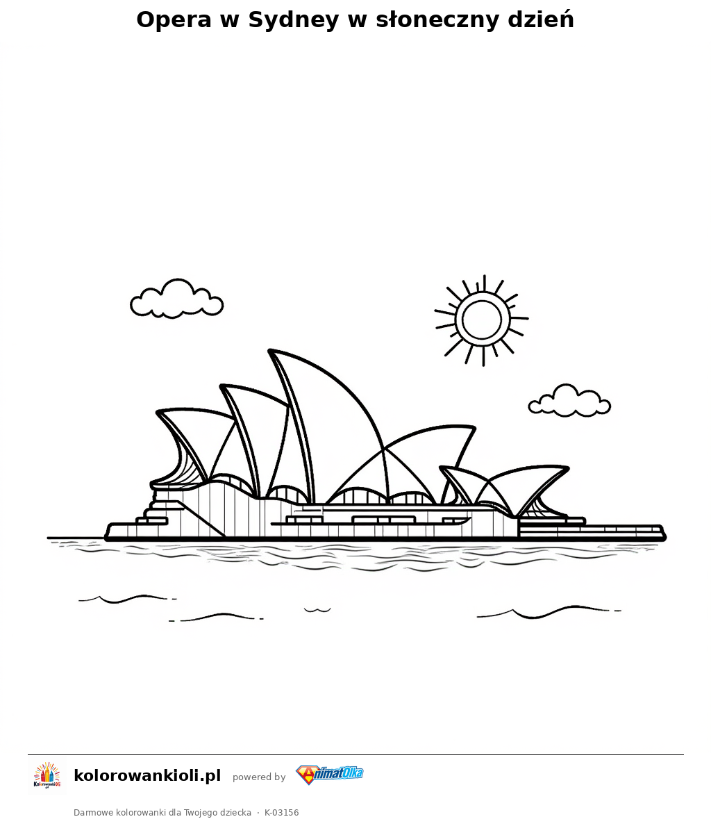 Kolorowanka — Opera w Sydney w słoneczny dzień