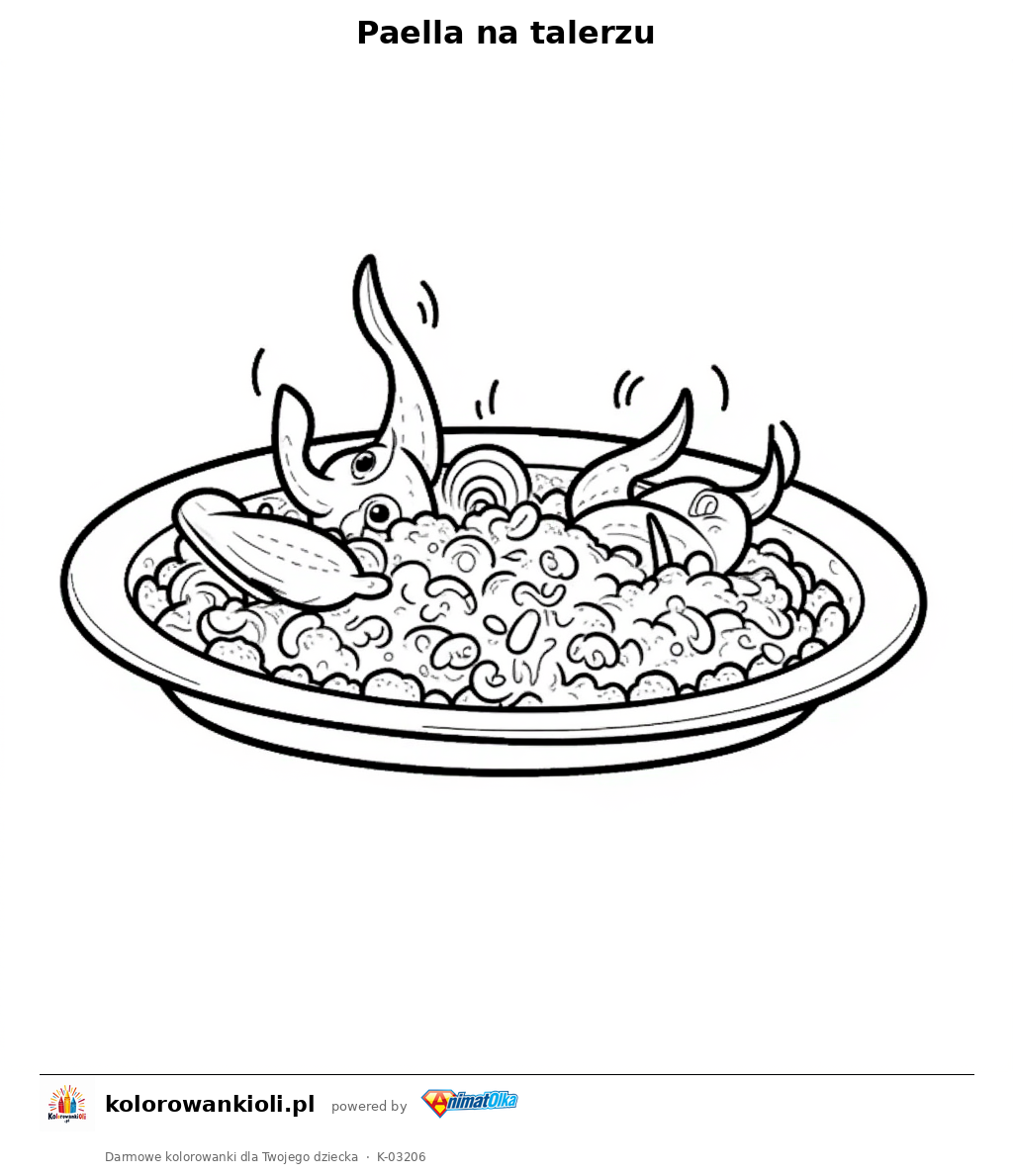 Kolorowanka — Paella na talerzu