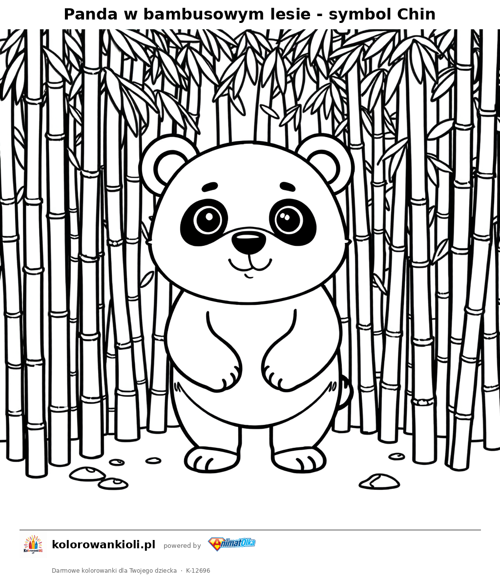 Panda w bambusowym lesie - symbol Chin — kolorowanka do wydruku dla dzieci