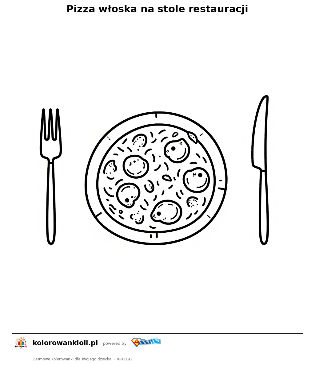 Kolorowanka — Pizza włoska na stole restauracji