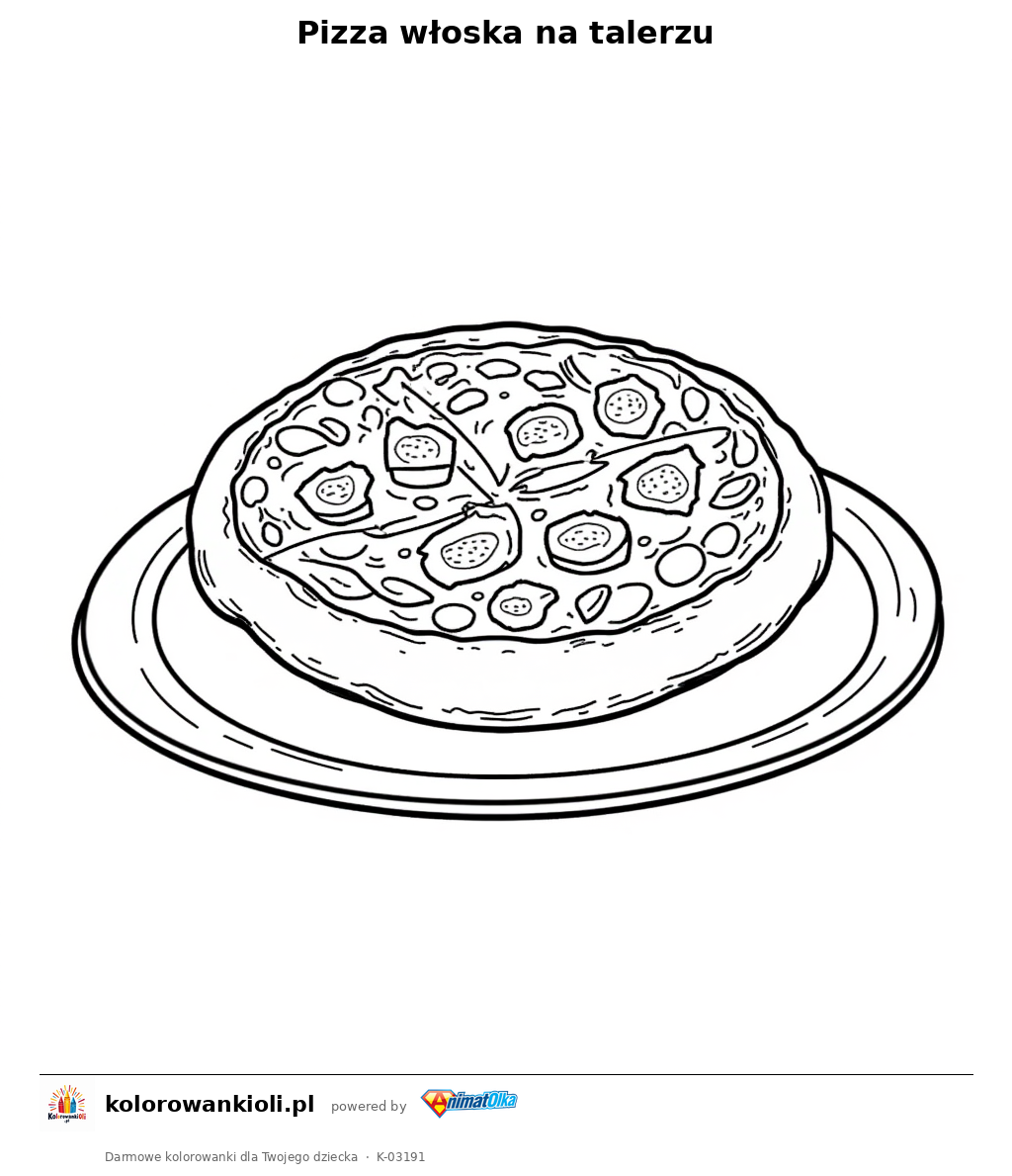 Kolorowanka — Pizza włoska na talerzu
