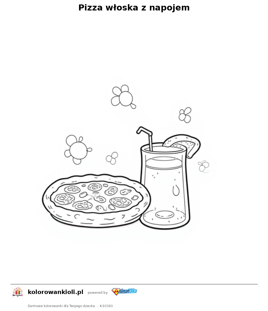 Kolorowanka — Pizza włoska z napojem